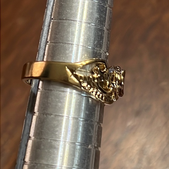 14kt Plated Gold Diamond Cut Heart Swirl Filigree Ring NWT Vintage Sz 5 - Picture 4 of 9